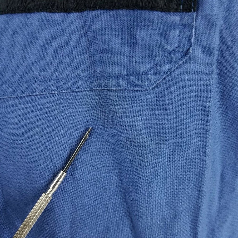 Vintage 80s Cross Fusion 1/4 Snap Blue Long Sleeve Shirt Mens LT Large Tall - Picture 3 of 4